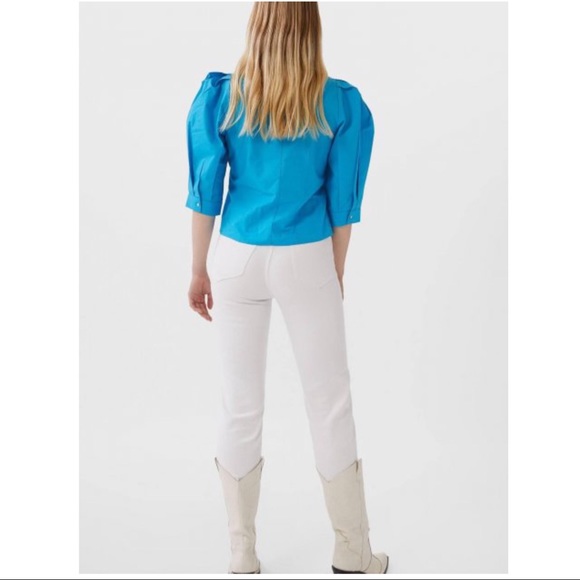 NWT - Stradivarius Puff Shoulder 3/4 Sleeve Blue - Picture 2 of 7